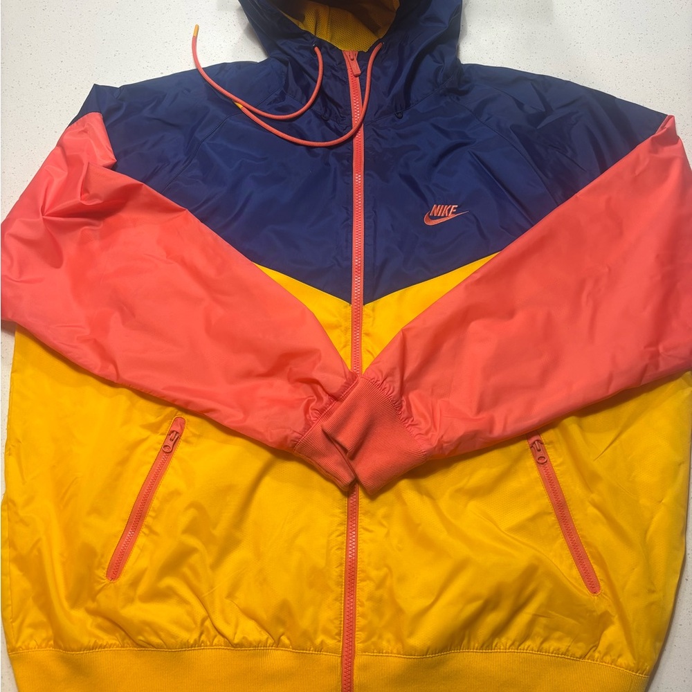 Nike Men's Colorblock Jacket - Pink, Yellow, and Blue